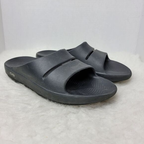 OOFOS OOahh Black Slide Recovery Women'S Sandals Shoes Size 9 - Picture 1 of 10